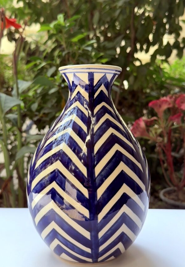 blue stripe ceramic vase