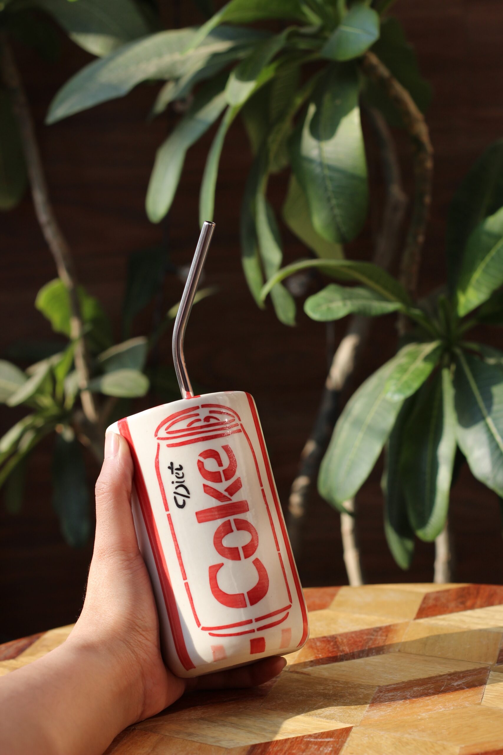 Retro Diet Coke Ceramic Can Sipper with Reusable Stainless Steel Straw | 400ml Aesthetic Iced Coffee Tumbler - Image 3